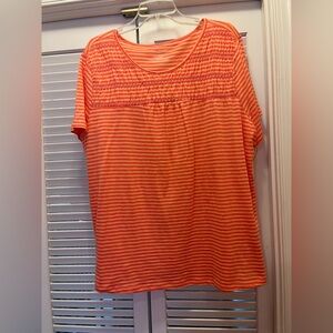 Talbots NWT Vibrant Orange Striped Blouse